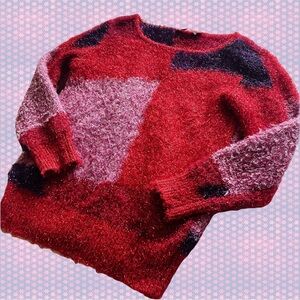 NYC Company Vintage Tinsel Patchwork Purple Red and Pink Sweater